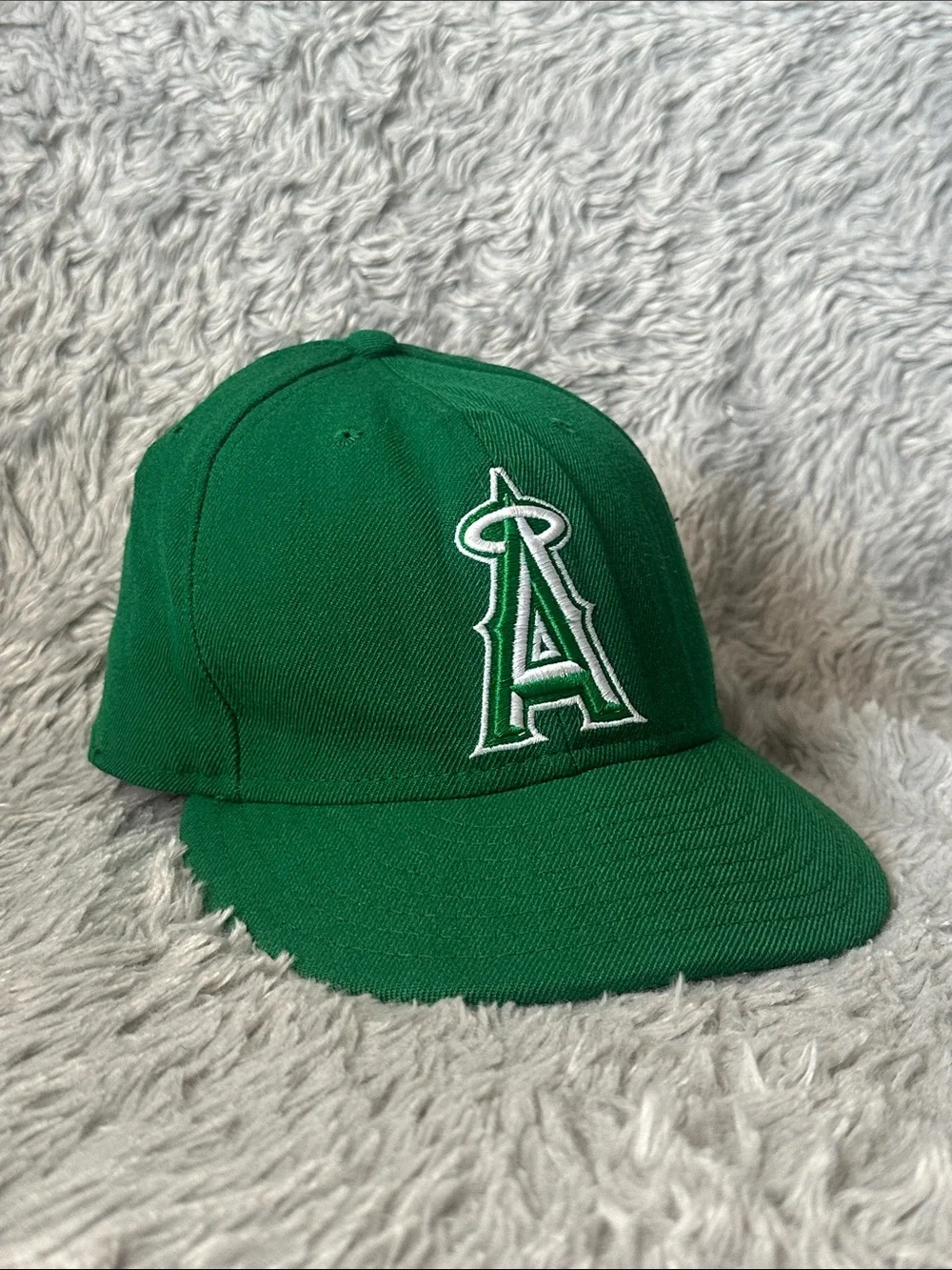 New Era Green Fitted Angels Cap with White Embroidery